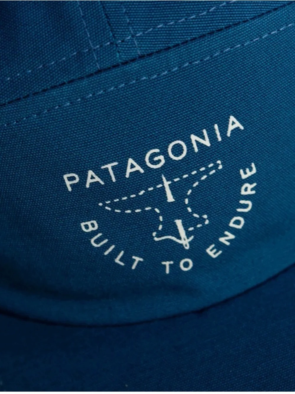 Patagonia 🌊 Graphic Maclure Hat Cap Strapback 5 Panel “Built To Endure” Blue